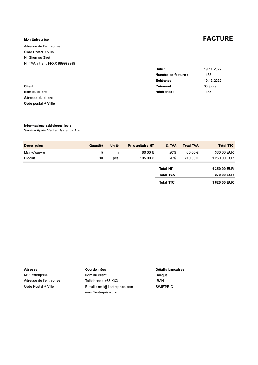 Modele De Facture Excel A Télécharger - 100% Gratuit