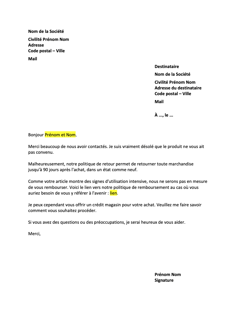 Lettre Pour Contester La Demande En Remboursement Dun Client